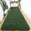 Tepook Soft Runner Rugs for Bedroom 2x6 with Rubber Backing, Dark Green Fluffy Rugs for Hallway, Shag Bedside Rug Fuzzy Plush Carpet for Living Room Dorm Nursery Indoor Home Decor