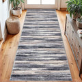 Lansny Modern Abstract Runner Rug 2.6x8, Grey Black Multi Washable Kitchen Runner Non-Slip Soft Hallway Rug Runner Thin Print Faux Wool Carpet for Entryway Bedroom Laundry Room Indoor Home Decor