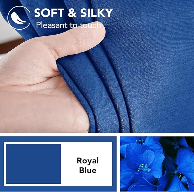 Deconovo Blackout Curtains, Thermal Insulated, W42 x L54 2 Panels, Back Tab, Machine Washable, Room-Darkening Drapes for Bedroom/Living Room Royal Blue