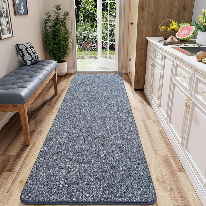 AROGAN Washable 2x8 Runner Rug for Hallway, Long Runner Rugs wtih Soft Memory Foam for Bedroom, Non Slip Backing Carpet Runners for Hallways, Kitchen, Bathroom, Entryway Home Decor, Navy Blue