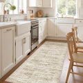 3x8 Runner Rug Non Slip Washable for Entryway, Vintage Hallway Runner for Front Porch, Laundry Room, Bedroom, Abstract Stain Resistant Thin Indoor Kitchen Mats for Floor(3'x8', Brown/Ivory)
