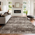 LEPEII 5x7 Area Rugs, Abstract Rugs for Living Room, Indoor Non-Slip Washable Rug for Bedroom, Dining Room, Low Pile Home Decor Neutral Area Rug-Brown/Multi