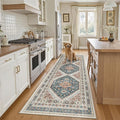 Madane Runner Rug 2'6''x8' Kitchen Runner, Hallway Runner Printed Vintage Washable Rugs Soft Non-Slip Low Pile 2.5x8 ft Runners for Hallways Laundry Room Rug Distressed Rug, Navy Blue