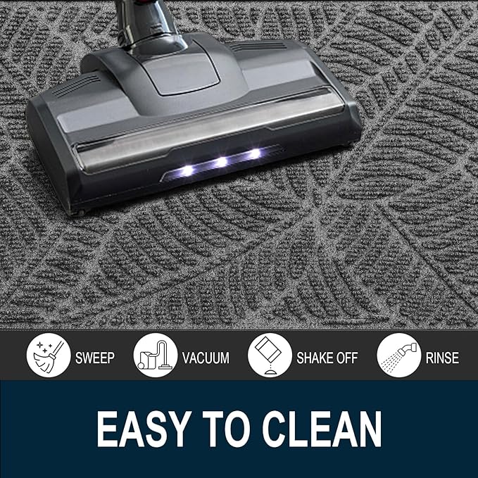 Colorxy Waterproof Doormat, Sturdy Natural Rubber Front Door Mats, Non Slip Low Profile Indoor Outdoor Entrance Mat, Stain Resistant Easy Clean Floor Mat for Patio or Entryway, 71''x47'', Dark Grey