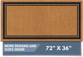 Barnyard Designs Natural Coco Coir Heavy Duty Backing Doormat - Large Cute Non-Slip Front Door Welcome Mat for Outside Entrance or Porch Entry, Brown (36x72, Border)