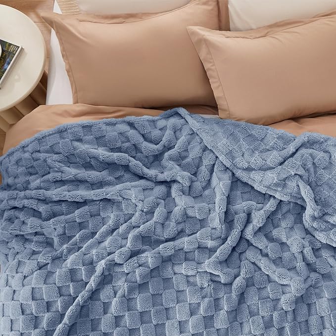Bedsure GentleSoft Full Size Blankets for Bed Ashley Blue - Super Soft Cozy Fleece Blanket for Kids Girls, Large Fuzzy Throws for Bedroom Decor, 84x90 Inches