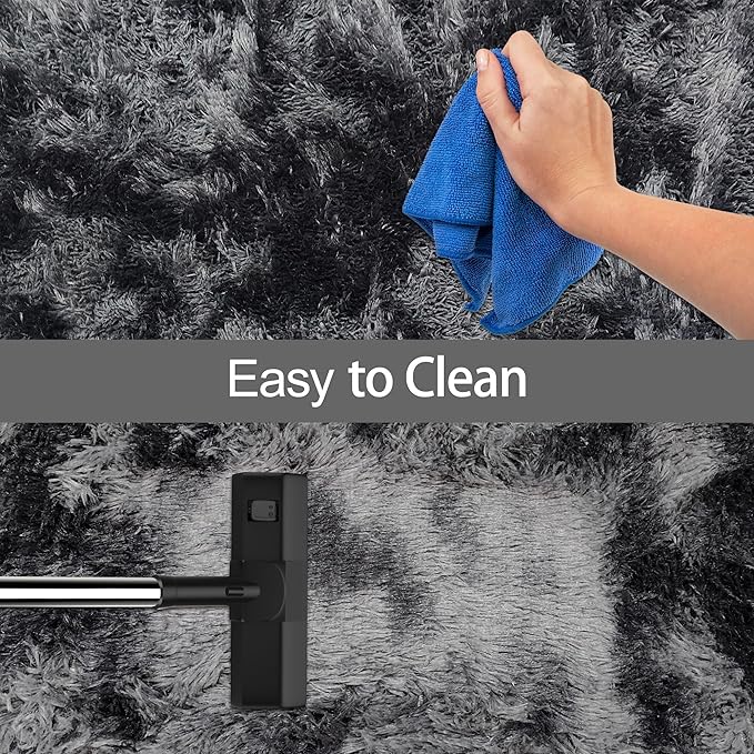 Black Grey Tie-Dyed Rug for Living Room 6x9 Fluffy Area Rug Mat Bedside Throw Rug for Bedroom Kids Room Boys Teens Nursery Baby Dorm Office Home Decor Aesthetic Carpets