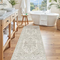 Madane Hallway Runner Rug - 2x5 Rug Runner Washable Runner Rugs Non-Slip Low-Pile Kitchen Runner Rug Laundry Room Rug Throw Carpet for Entrance Bedroom Living Room (2'x5', Beige/Brown)