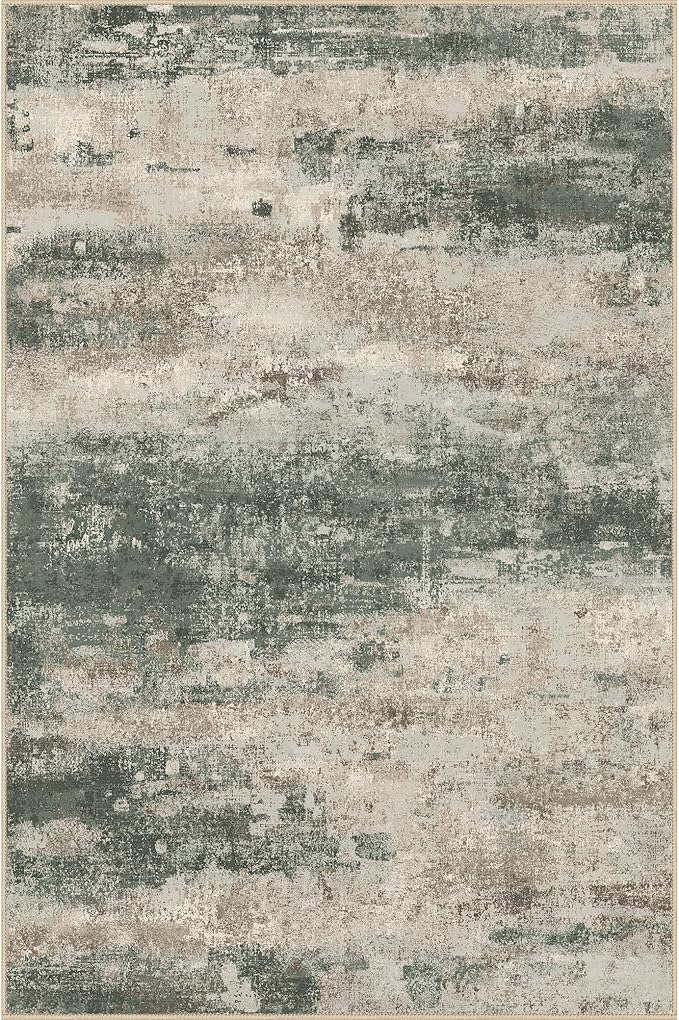 2x3 Rugs for Entryway Entrance Kitchen Bathroom, Machine Washable Modern Abstract Soft Area Rug, Indoor Floor Carpet with Non Slip Rubber Backing, Grey/Dark Green