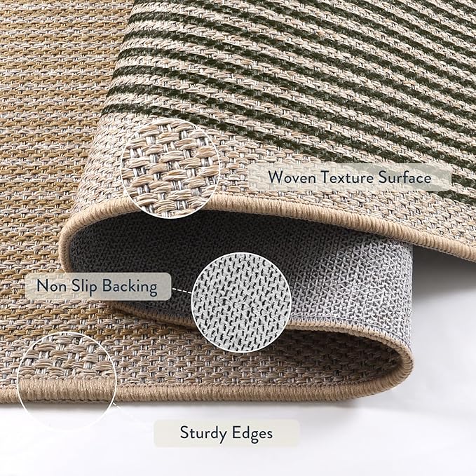 Lahome Enfys Rainbow 20"x32" Door Mat Indoor Entrance, Small Indoor Outdoor Door Easy Jute Rug, Farmhouse Neutral Non Slip Non Shedding Washable Kitchen Mats for Floor Entryway