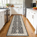 TOPRUUG Washable 2x8 Runner Rug: Vintage Non-Slip Stain Resistant Rug Low Pile Ultra Thin Carpets for Kitchen Hallway Living Room Durable Soft Bedroom Entryway Mat for High Traffic Area (Black, 2x8)