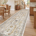 Madane Hallway Rug 3x10, Kitchen Rugs Washable Entryway Rug Vintage Kitchen Runners Non Slip Indoor Area Rug Farmhouse Carpet Runner for Bathroom Living Room Bedroom, Brown/Gold