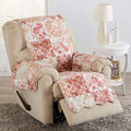Great Bay Home Reversible Floral Patchwork Recliner Furniture Protector - Machine Washable, Scalloped Edge, Stain Resistant, Printed Furniture Cover for Dogs, Kids, and Pets (Burgundy/Taupe)