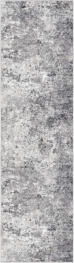 UERMEI 2X8 Washable Runner Rug for Hallway: Soft Neutral Modern Abstract Area Rug - Non-Slip Low Pile Long Throw Indoor Carpet for Kitchen Entryway Kitchen Bedroom Laundry - Grey