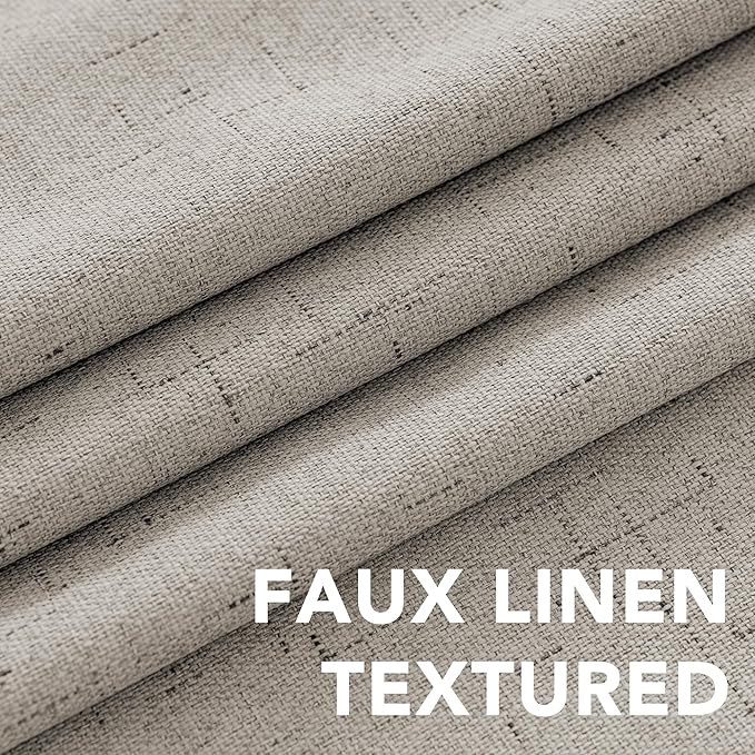 H.VERSAILTEX Primitive Linen Curtains 100% Blackout Curtain Drapes Burlap Fabric Curtains with White Thermal Insulated Liner, Grommet Top Drapes Living Room/Bedroom (2 Panels, 42 x 45 Inch, Stone)
