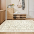 3x5 Rug, Small Area Rug for Kitchen, Entryway, Machine Washable Non-Slip Throw Rug, Vintage Carpet for Nursery Coffee Table Beige/Brown