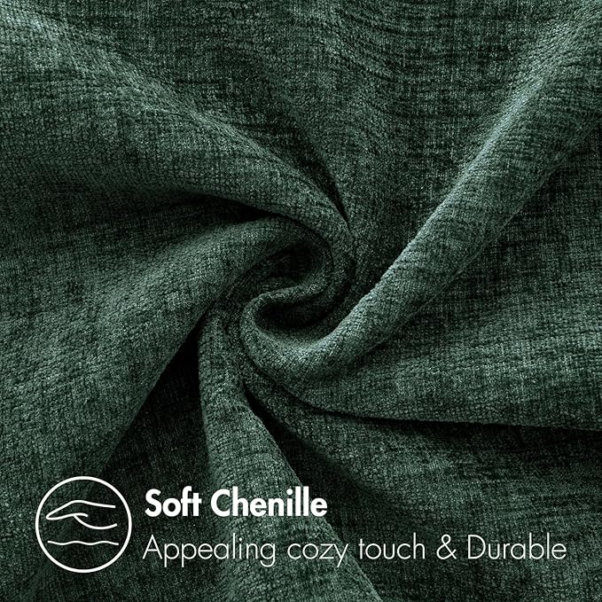 MIULEE Pack of 2 Green Throw Pillow Covers 16x16 Inch Soft Chenille Pillow Covers for Sofa Living Room Couch Solid Dyed Cases