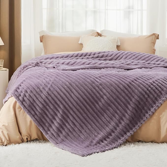 Bedsure GentleSoft Light Purple Fleece Blanket for Couch - Cozy Soft Blankets for Women, Cute Small Throws for Girls, 90x90 Inches