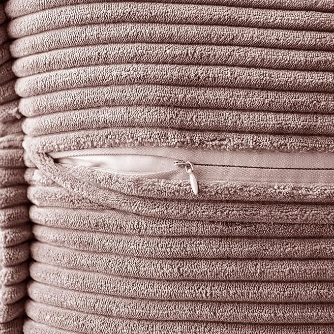 MIULEE Spring Decorative Throw Pillow Covers for Couch Bed Livingroom 18x18 Inch Set of 2 Blush Pink Boho Accent Throw Pllows Broadside Striped Patchwork Soft Corduroy Pillowcases Valentine Decor