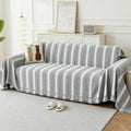 Couch Cover for Dogs, Boho Sofa Covers for 3 Cushion Couch, Chenille Sofa Slipcover for Pets Washable, L-Shape Sectional Loveseat Cover Soft Throw Blankets with Tassels(71x118,Striped Grey)