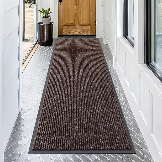 OLANLY Front Door Mat Indoor Outdoor Entrance, Waterproof Heavy Duty Doormat, Fade Resistant, Low Profile, Easy Clean Patio Porch Welcome Floor Mats for Entry, 71x30, Tan