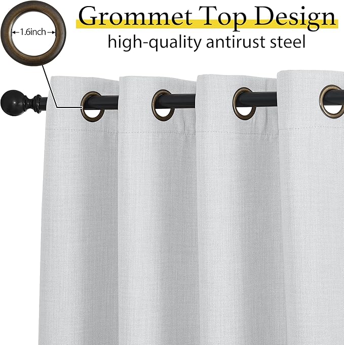 NICETOWN Farmhouse Blackout Small Curtains - Thermal Insulated Grommet Curtain Valances Room Darkening for Kitchen Window Treatments Home Decor, 34" Wide x 30" Long, 1 Pair, Greyish White