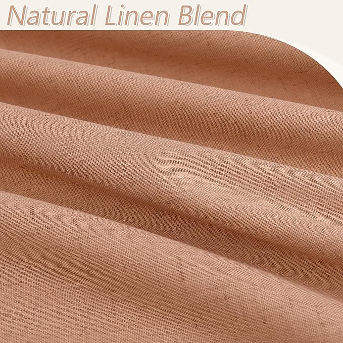 Guken 100% Blackout Curtains 120 Inch Length 2 Panels Set for Living Room Bedroom Back Tab Thermal Insulated Black Out Linen Drapes Room Darkening Peach Quartz,52x120