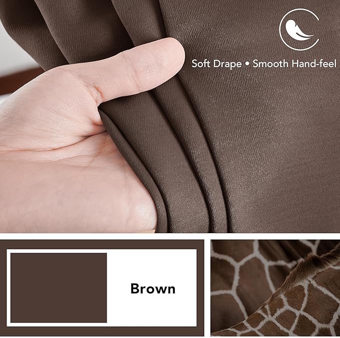 Deconovo Blackout Curtains, Thermal Insulated, W70 x L108 2 Panels, Back Tab, Machine Washable, Room-Darkening Drapes for Bedroom/Living Room Brown