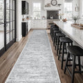 Runner Rug 2'6" x 14' Washable Non-Slip Runner Rugs for Kitchen Bathroom Laundry Room Vintage Ultra Thin Runners for Hallway Entryway Grey