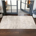 Washable 2x5 Kitchen Runner Rug: Abstract Water Resistant Sink Stove Entryway Rug Soft Living Room Bedroom Beside Carpet Thin Low Pile Non-Slip Hallway Bathroom Laundry Room Floor Mat(2X5,Beige/Cream)