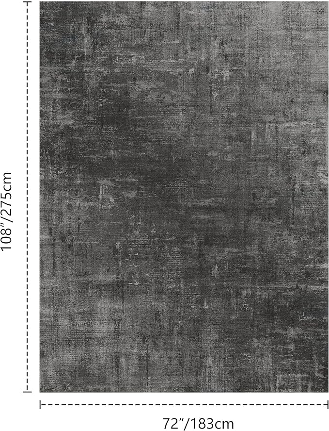 Latte&Fog 6x9 Area Rugs for Living Room Bedroom, Black Modern Abstract Neutral Washable Rug, Boho Non Slip Low Pile Carpet for Dining Room, Dorm,Classroom,College Dorm, Farmhouse and Kids Room - Black