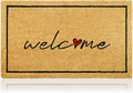 Welcome - 17"x29" - Coir Door Mat with Heavy Duty Backing - Welcome Mats for Entryway, Porch - Anti-Slip PVC & Coconut Fiber Surface - Natural Home Accessories, Minimalist Original Design