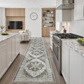 Madane Hallway Runner Rug 2'6''x14' Kitchen Runner, Non Slip Vintage Runners for Hallways Washable Kitchen Rugs Soft Low Pile 2.5x14 ft Rug Runner for Laundry Room, Entryway and Bedroom, Black