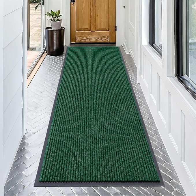 OLANLY Front Door Mat Indoor Outdoor Entrance, Waterproof Heavy Duty Doormat, Fade Resistant, Low Profile, Easy Clean Patio Porch Welcome Floor Mats for Entry, 71x30, Green