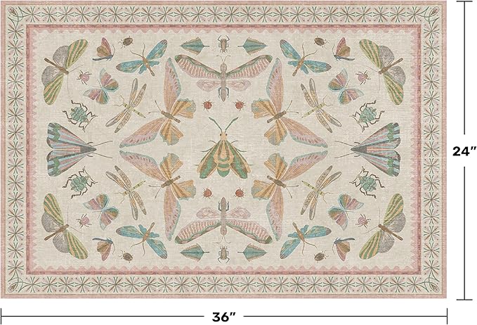 Hazo Haus Light Pink Bathroom Rug - Washable 2x3 Small Kitchen Rugs for Powder Room, Front Door Indoor Entrance, Low Pile Stain Resistant, Colorful Pastel Aethestic