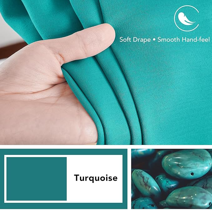 Deconovo Blackout Curtains, Thermal Insulated, W42 x L95 2 Panels, Back Tab, Machine Washable, Room-Darkening Drapes for Bedroom/Living Room Turquoise