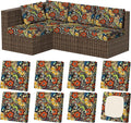 8Pcs Stretch Patio Cushion Covers, Outdoor Couch & Sofa Replacement Slipcovers for Patio Furniture Cushion Covers, Washable Reusable Furniture Protector