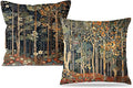 Rustic William Morris Inspired Autumn Forest Decor Throw Pillow Covers 18x18 Set of 2, Vintage Botanical Nature Decorative Throw Pillow Covers for Home Bedroom Living Room,Fall Home Room Decor