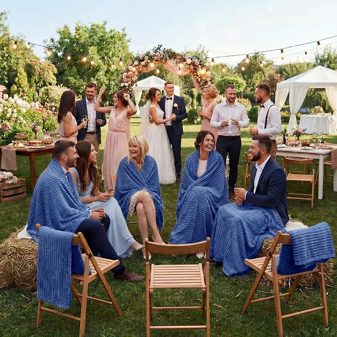 Buryeah 6 Pcs Flannel Throw Blanket Bulk 50 x 60 in Sleepover Blanket Outdoor Wedding Throw Lightweight, Oeko-tex Standard 100 Certified for Sofa Homeless Gifts (Sapphire Blue)