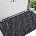Smiry Front Door Mat Outside Entrance, Heavy Duty Sturdy Natural Rubber Doormat, Trap Dirt and Moisture, Easy Clean Low Profile Mats for Indoor Outdoor Entry, Grid Geometric (47x23, Grey)