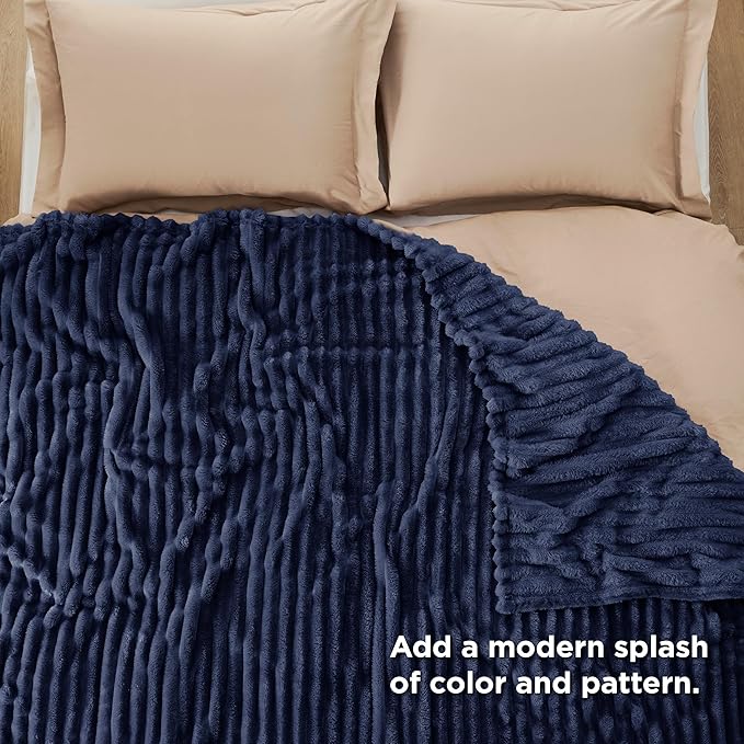 Bedsure GentleSoft Navy Blue Full Blanket for Bed - Cozy Soft Blankets for Women, Cute Large Throws for Girls, Navy, 84x90 Inches