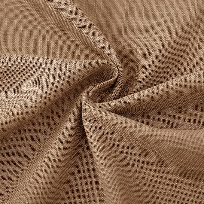 Brown Curtains for Living Room Back Tab Modern Farmhouse Semi Sheer Curtains 132 inches Long 2 Panels Set Muted Neutral Window Curtain for Dining Room Bedroom 52x132