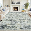 8x10 Area Rugs for Living Room Washable Rug: Anti-Skid Abstract Modern Living Room Rug Soft Thin Carpets Indoor Floor Non-Shedding Carpet for Bedroom Dining Farmhouse Nursery Black Gray Gold