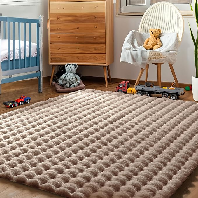 nuLOOM 5' x 8' Cozy Plush Area Rug, Machine Washable, Non-Slip, Soft Fluffy Shag Carpet for Living Room Bedroom Kids Room Nursery Home Decor, Jeni Taupe