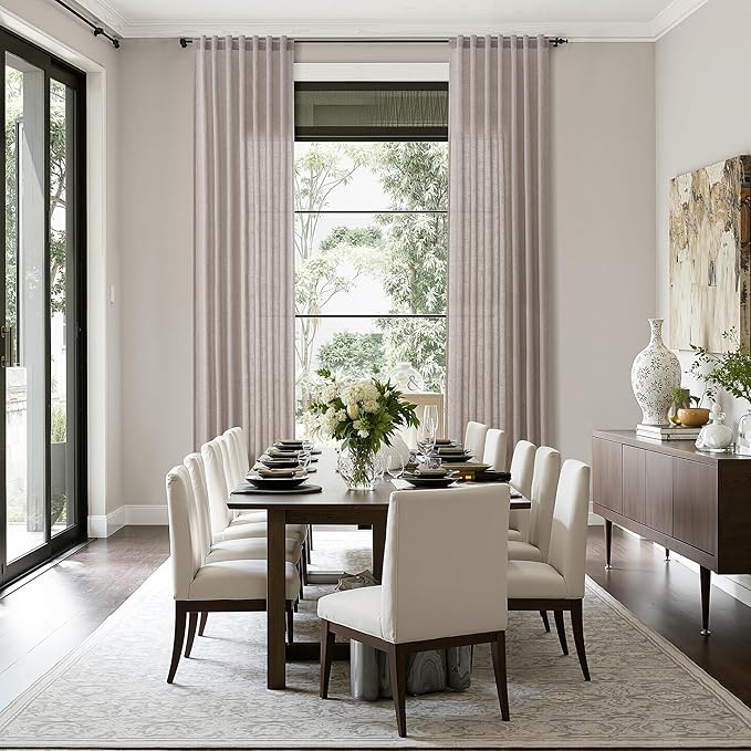Brownish Grey Linen Curtains for Living Room Extra Long 126 Inches Long Back Tab Light Filtering Semi Sheer Curtain Modern Farmhouse Decor Floor to Ceiling High Window for Bedroom 52x126, 2 Panels