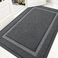 OLANLY Front Door Mat Indoor Outdoor Entrance, Waterproof All-Season, All-Weather Doormat, Sturdy Natural Rubber, Fade Resistant, Low Profile, Easy Clean Patio Porch Entryway Mat, 59x30, Grey