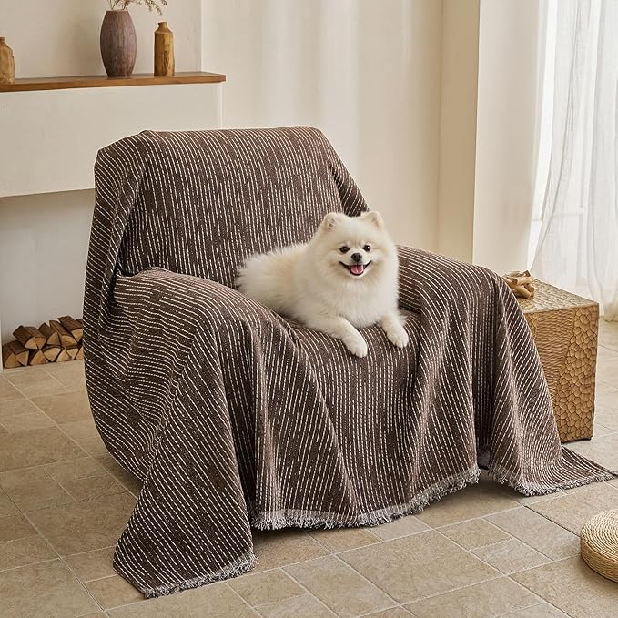 MYSKY HOME Oversized Armchair Couch Cover for 1 Cushion Couch, Washable Sofa Protector, Chair Couch Covers Sofa Covers Sofa Throws Sofa Slipcovers Futon Cover for Pet, Kid, 71"X91", Deep Chocolate