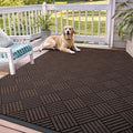 OLANLY Front Door Mat Outside Entrance 71x47, Absorbent, Heavy Duty Sturdy Natural Rubber Doormat Indoor Outdoor, Stain and Fade Resistant, Non-Slip Low Profile Floor Mat for Entryway, Brown Diamond