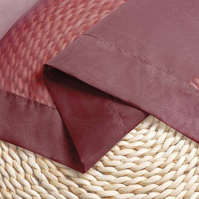 OWENIE Sheer Curtains 54 inches Long 2 Panels Set, Rod Pocket Curtain Sheers for Living Room/Bedroom, Light Filtering Voile Panels Drapes Small Window Treatments, 42" W x 54" L, Burgundy Red
