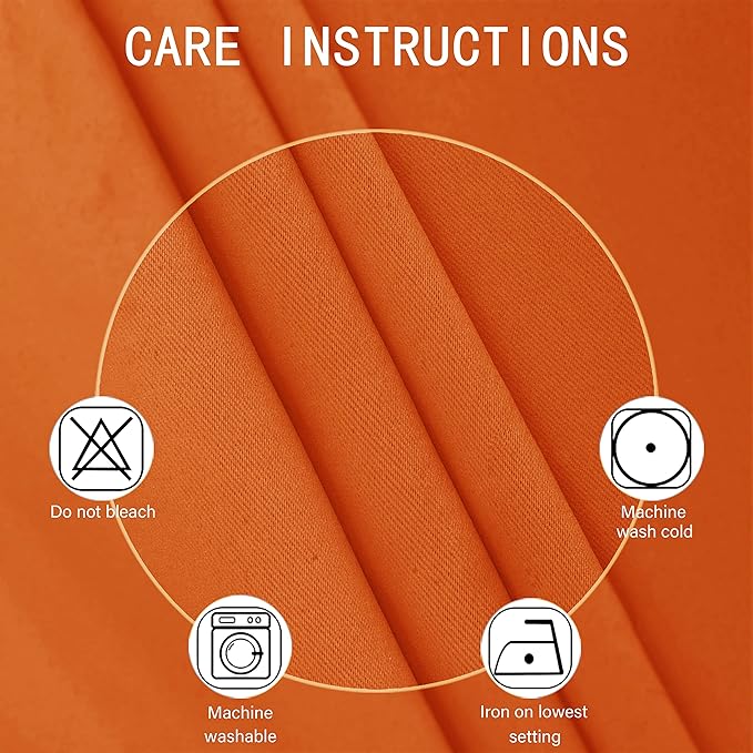 LEMOMO Orange Blackout Curtains 42 x 63 Inch Length/Set of 2 Curtain Panels/Thermal Insulated Room Darkening Blackout Curtains for Bedroom